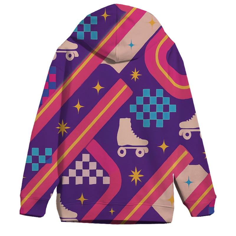Vintage Roller Rink Neon Lane Pattern designer hoodies