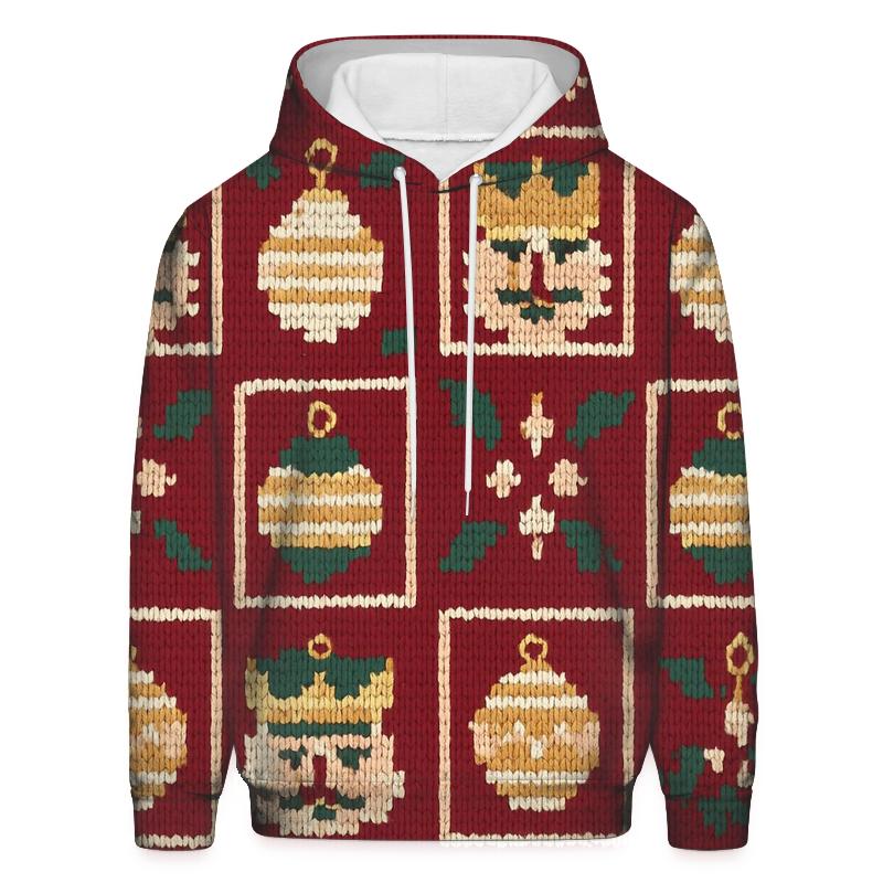 Ugly Christmas Nutcracker And Ornament Lattice Design printed hoodies