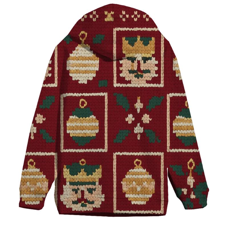 Ugly Christmas Nutcracker And Ornament Lattice Design printed hoodies