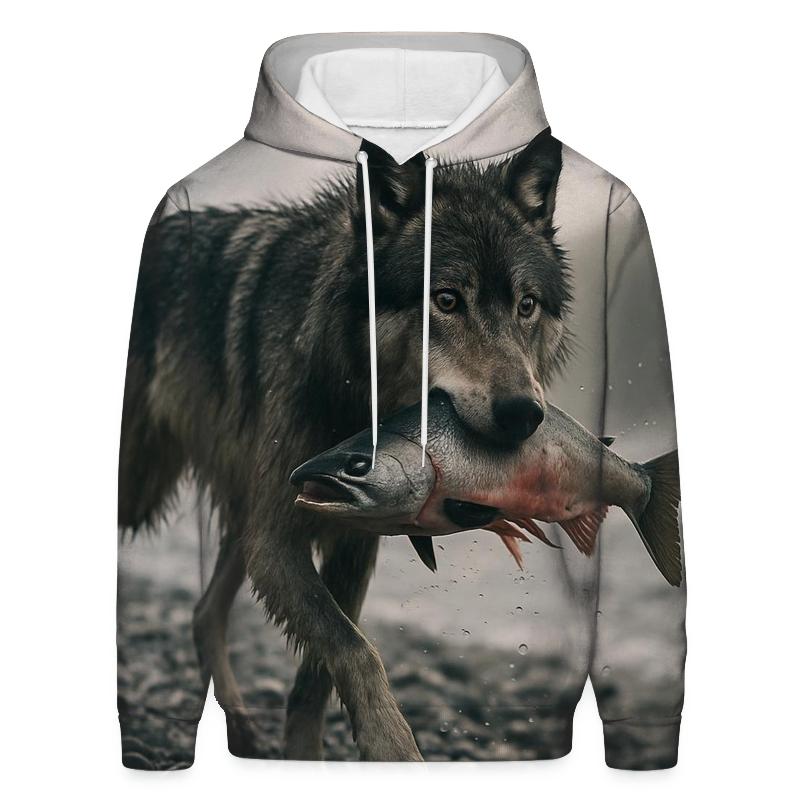 Salt Spray Salmon Run Wolf lightweight hoodies