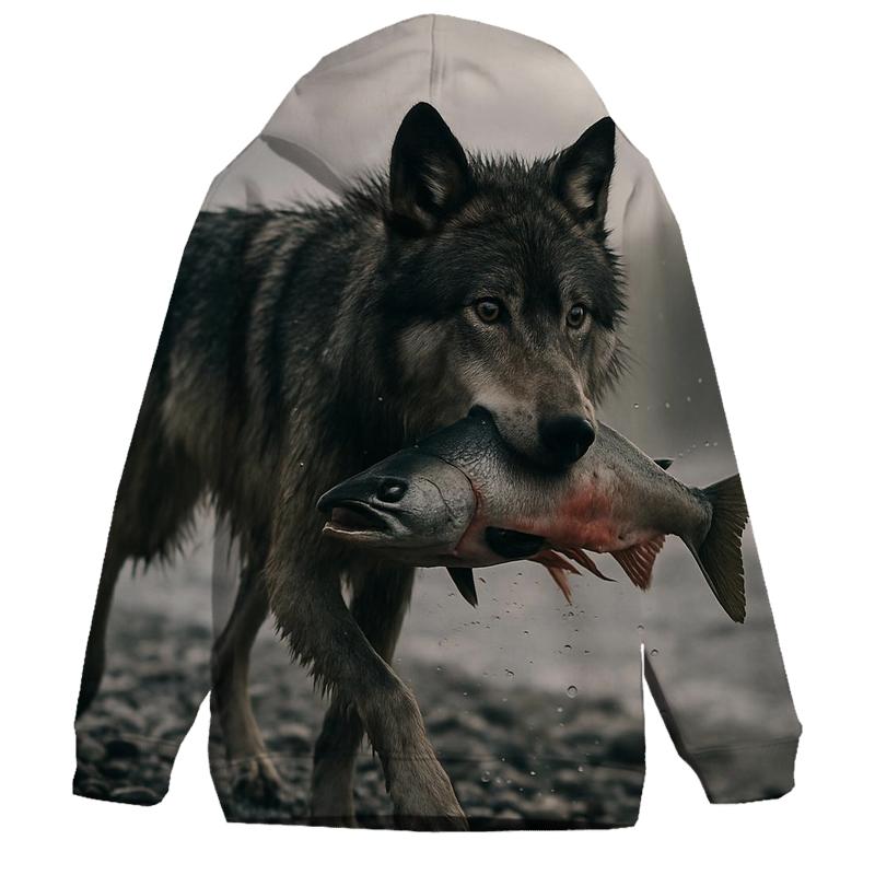 Salt Spray Salmon Run Wolf lightweight hoodies