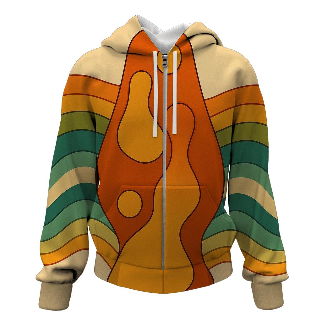 Groovy Lava Lamp Gradient Waves printed hoodies