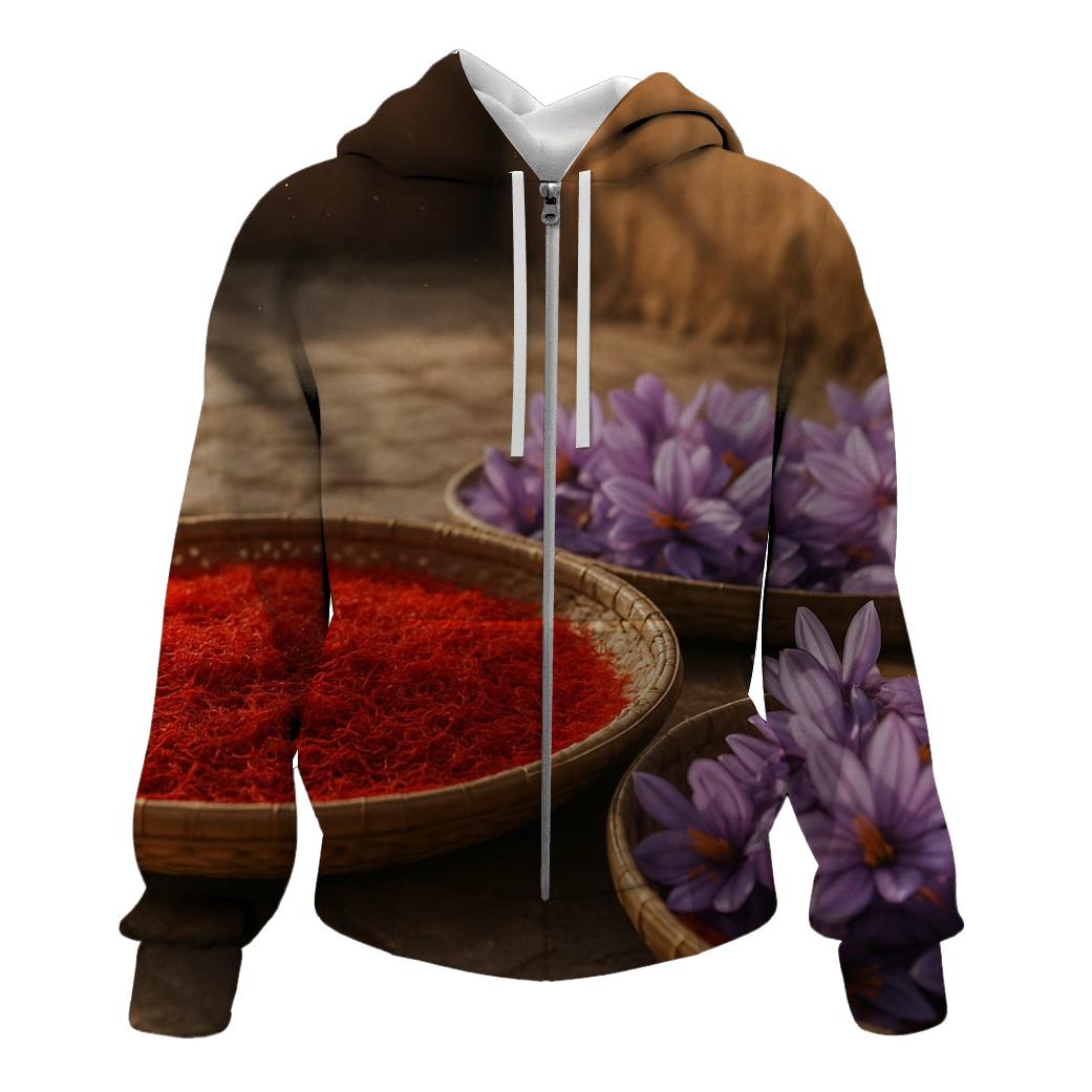 Saffron Crocus Stigmas Drying On Bamboo Trays hoodie trends