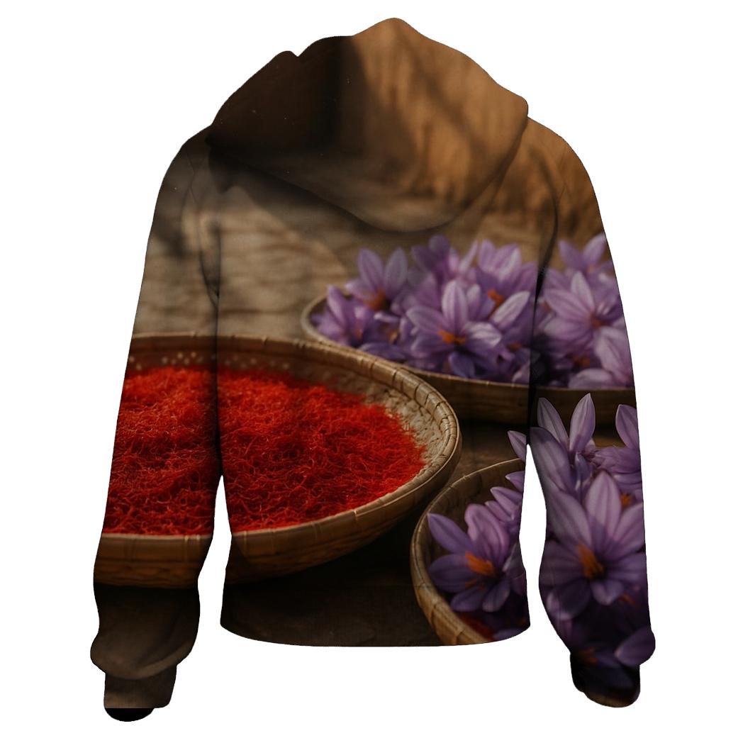 Saffron Crocus Stigmas Drying On Bamboo Trays hoodie trends