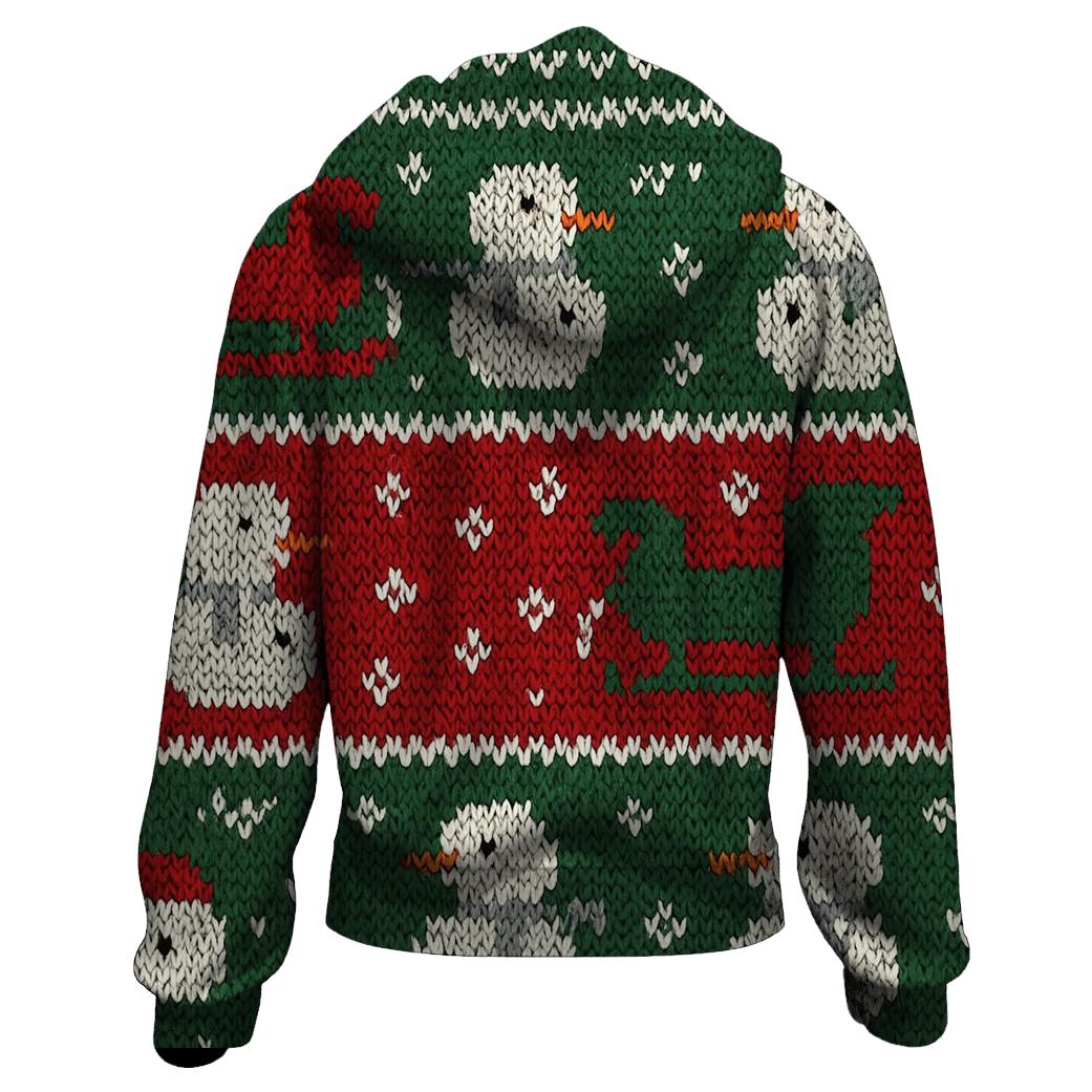 Ugly Christmas Sleigh And Snowman Band Sampler Design zip-up hoodies