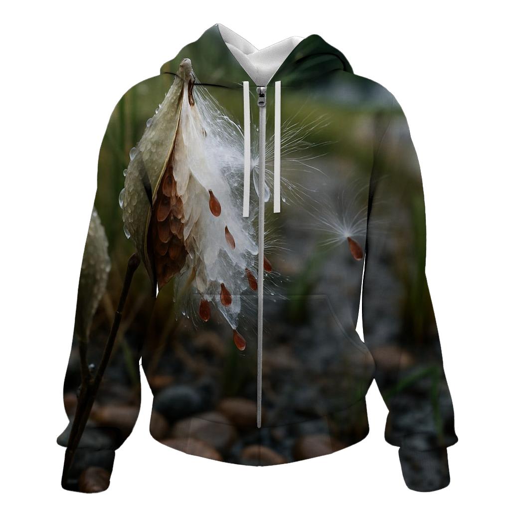 Rain Garden Milkweed Pods Releasing Silk Floss designer hoodies