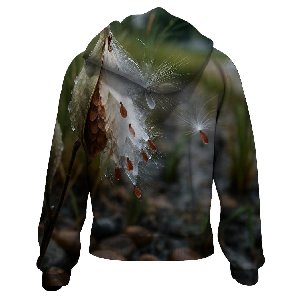 Rain Garden Milkweed Pods Releasing Silk Floss designer hoodies