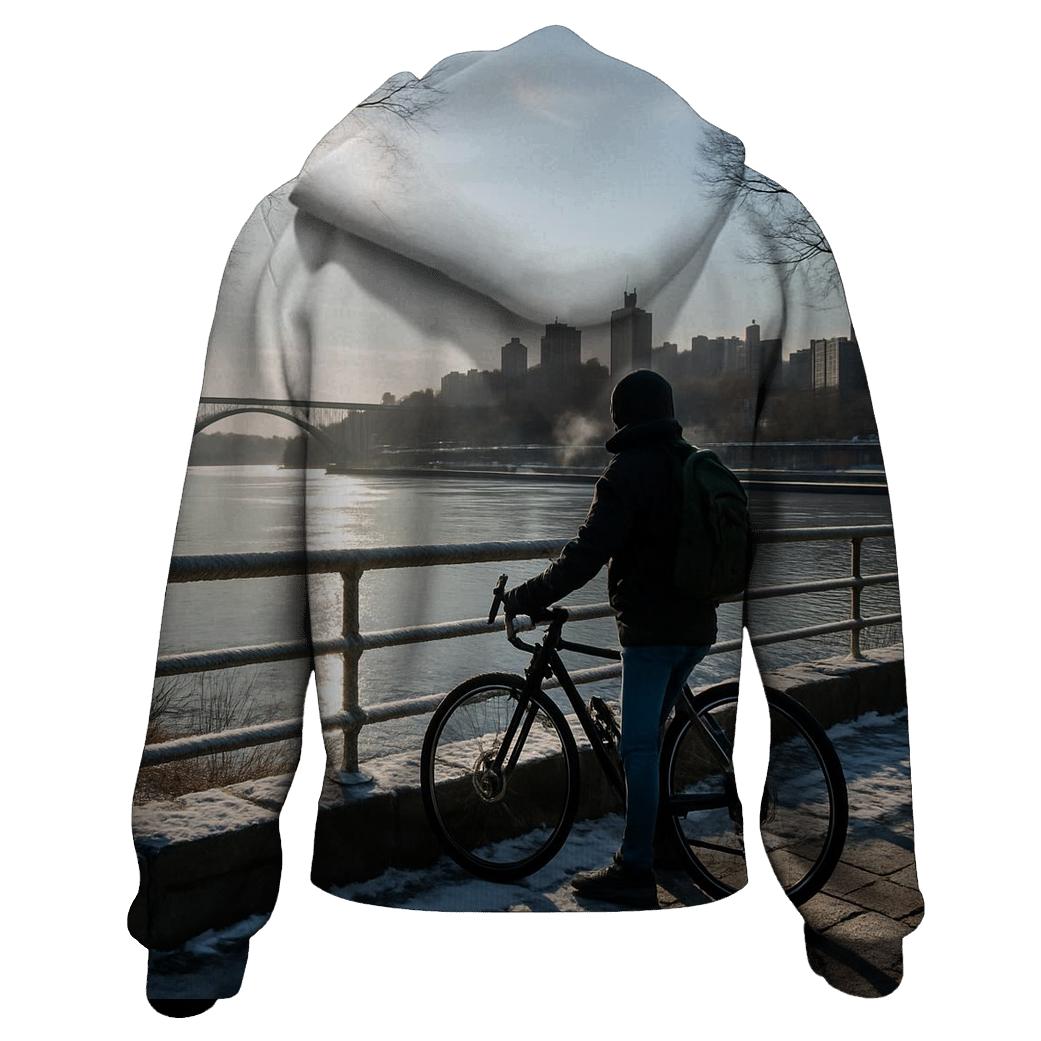 Winter Sun On The Harlem River With The Upper Manhattan Skyline heavyweight hoodies
