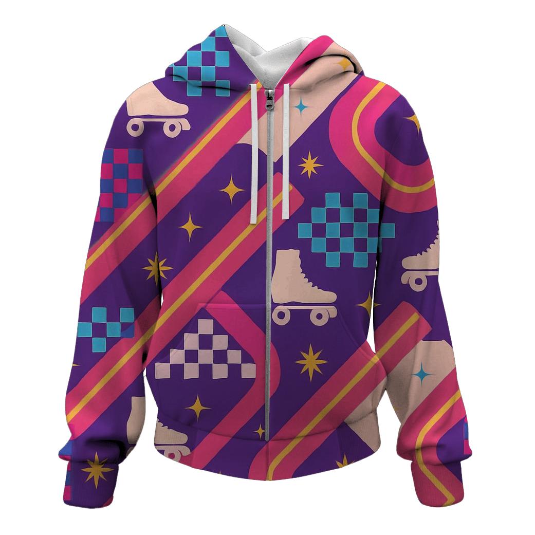 Vintage Roller Rink Neon Lane Pattern premium hoodies