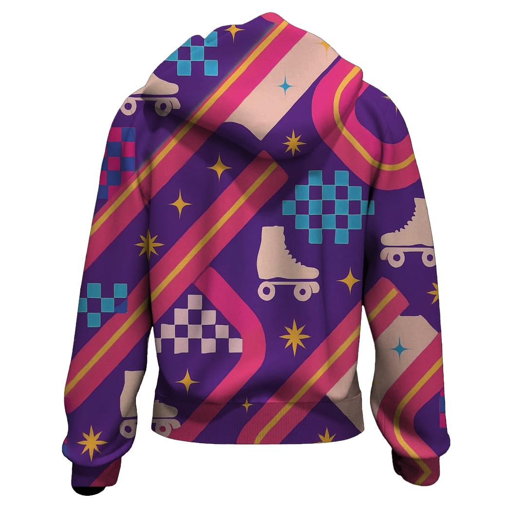 Vintage Roller Rink Neon Lane Pattern premium hoodies