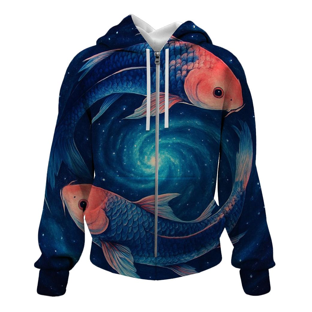 Deep Space Koi Nebula Swirl premium hoodies