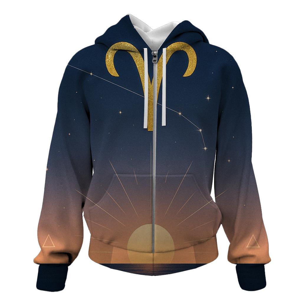 Aries Equinox Fire Glyph Horizon zip-up hoodies
