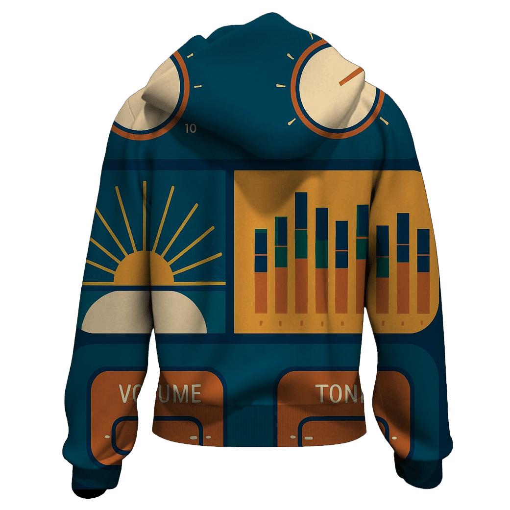Analog HiFi Dial Sunburst Panels printed hoodies