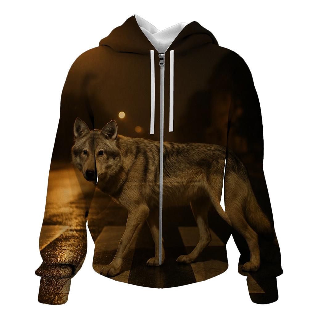 Night Crosswalk Urban Fringe Wolf hoodies fashion