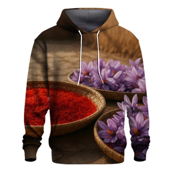 Saffron Crocus Stigmas Drying On Bamboo Trays hoodie designs