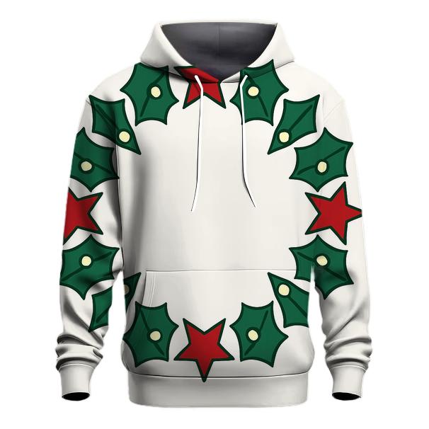 Starlit Holly Wreath Geometry lightweight hoodies