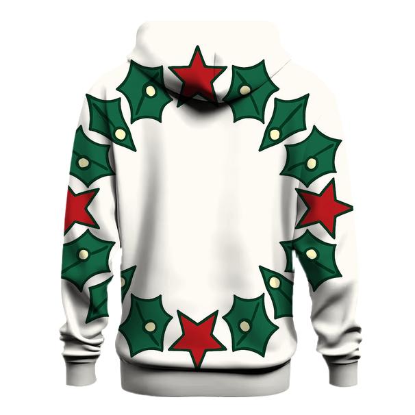 Starlit Holly Wreath Geometry lightweight hoodies
