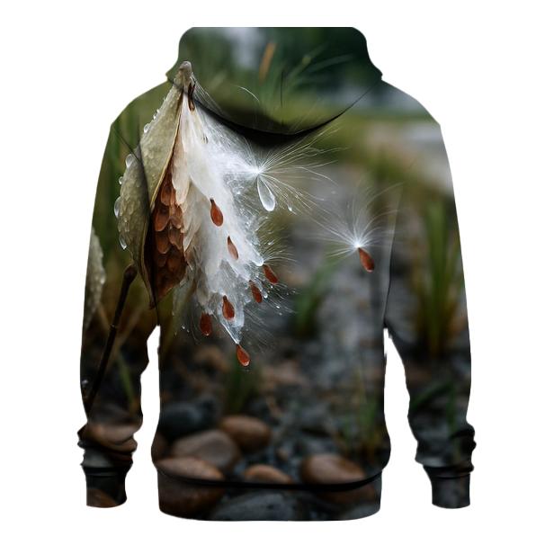 Rain Garden Milkweed Pods Releasing Silk Floss hoodie trends
