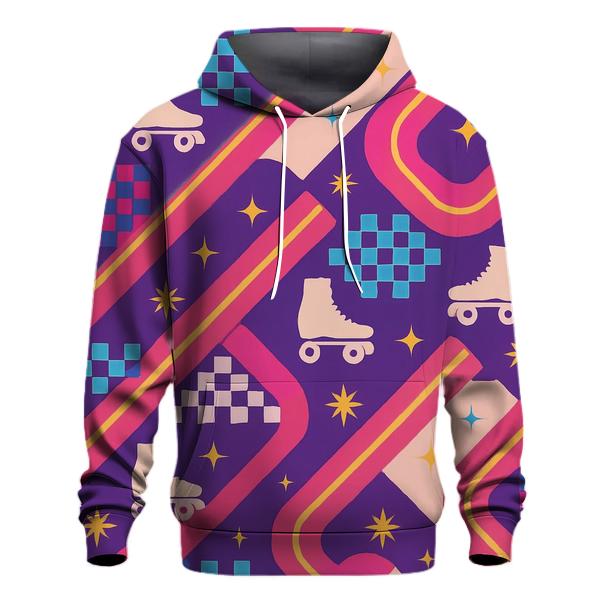 Vintage Roller Rink Neon Lane Pattern heavyweight hoodies