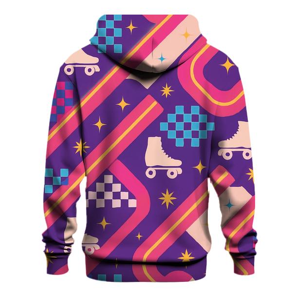 Vintage Roller Rink Neon Lane Pattern heavyweight hoodies