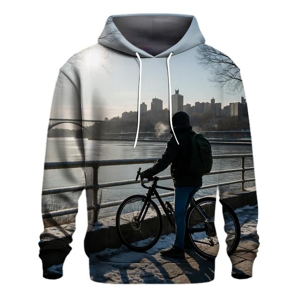 Winter Sun On The Harlem River With The Upper Manhattan Skyline embroidered hoodies