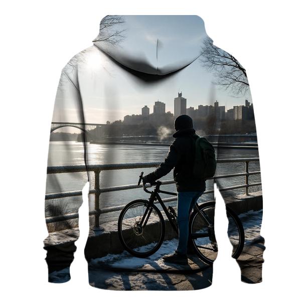 Winter Sun On The Harlem River With The Upper Manhattan Skyline embroidered hoodies