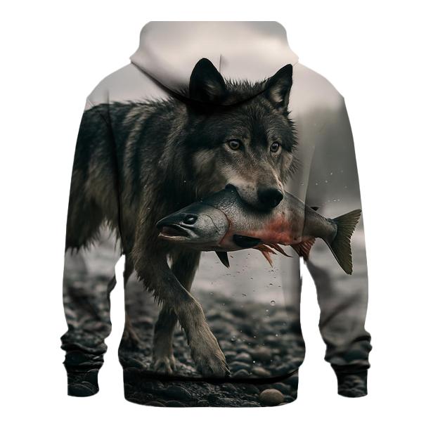 Salt Spray Salmon Run Wolf designer hoodies