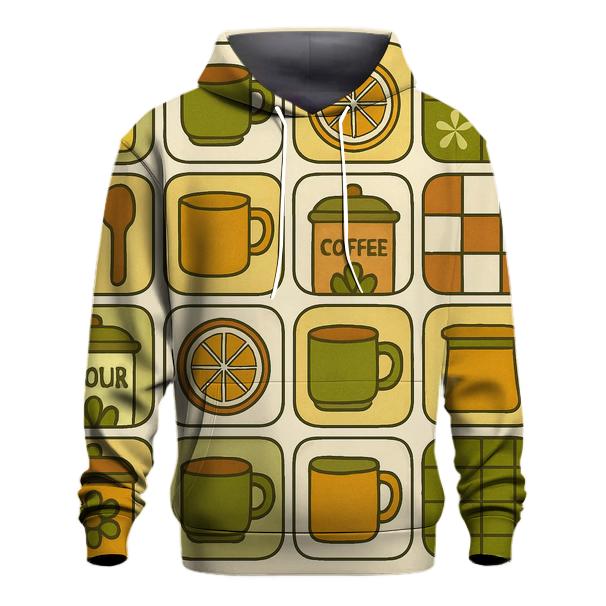 Seventies Kitchen Canister Doodle Grid zip-up hoodies