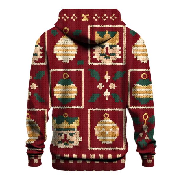 Ugly Christmas Nutcracker And Ornament Lattice Design heavyweight hoodies