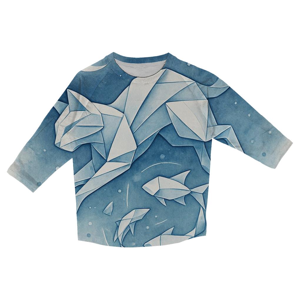 Moonlit Origami Tide Cat personalized 3/4 sleeve tees