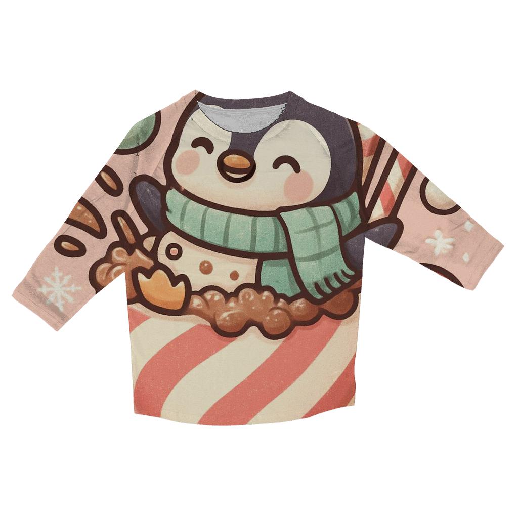 Peppermint Penguin Bubble Bath Bash personalized 3/4 sleeve tees