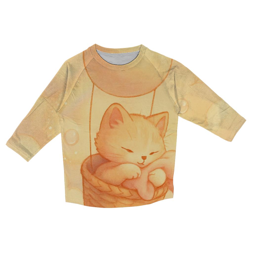 Sunrise Cloud Basket Kitten custom 3/4 sleeve shirts