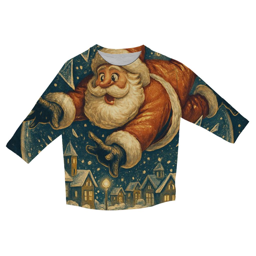 Santa Crash Lands In A Snow Globe City stylish quarter sleeve tops