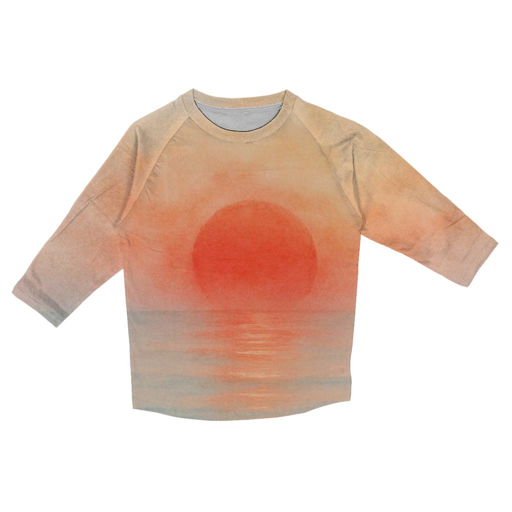 Japan Sunrise Watercolor Horizon cotton quarter sleeve shirts