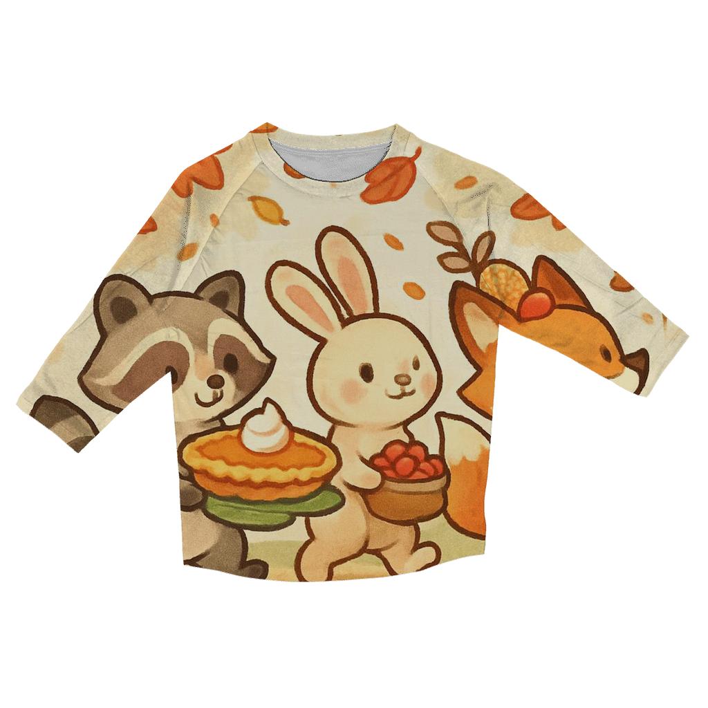 Woodland Friends Harvest Parade fashion 3/4 sleeve shirts