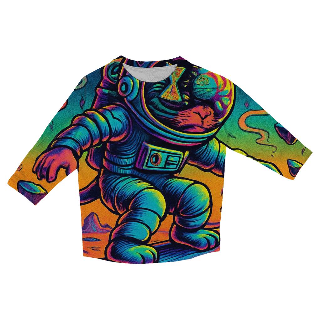 Time Dune Astronaut Cat cotton quarter sleeve shirts