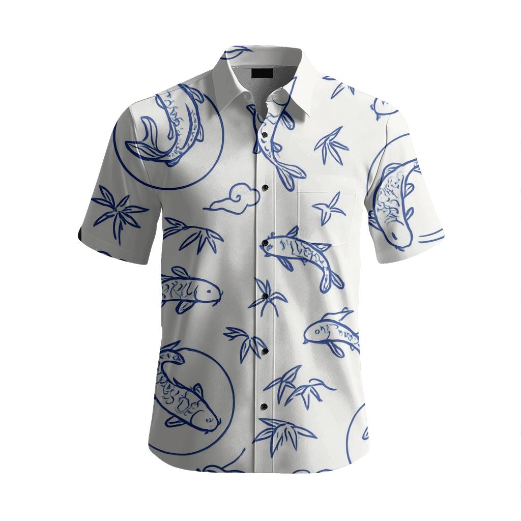 Orbiting Koi Chinoiserie Toile unique embroidered patterns