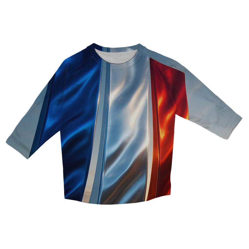 France Metallic Tricolor Skyline casual three quarter sleeve shirts