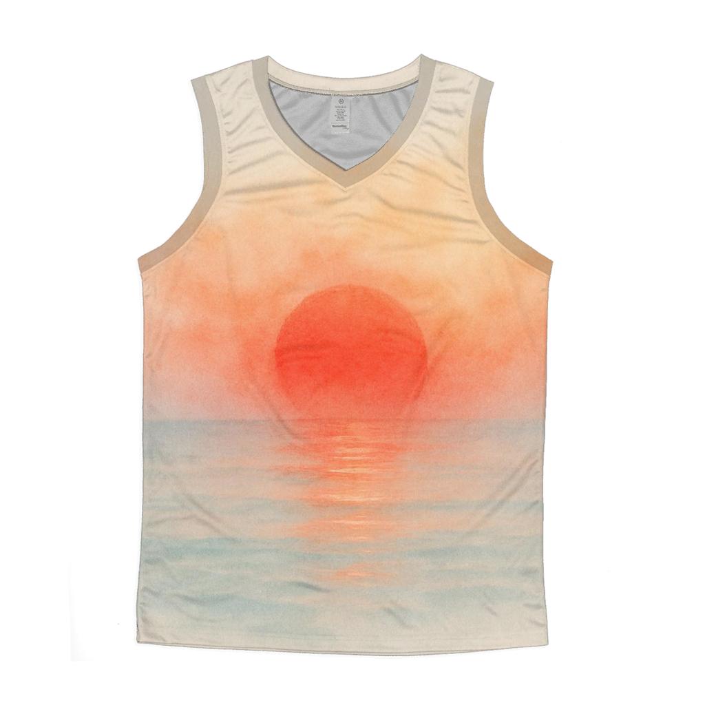 Japan Sunrise Watercolor Horizon sports performance tank tops
