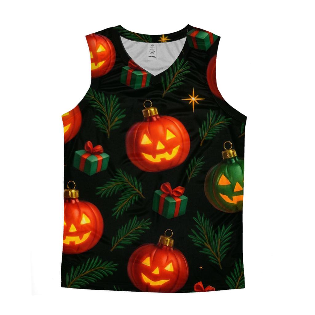 Midnight Ornament Pumpkin Scatter On Black Background sports performance tank tops