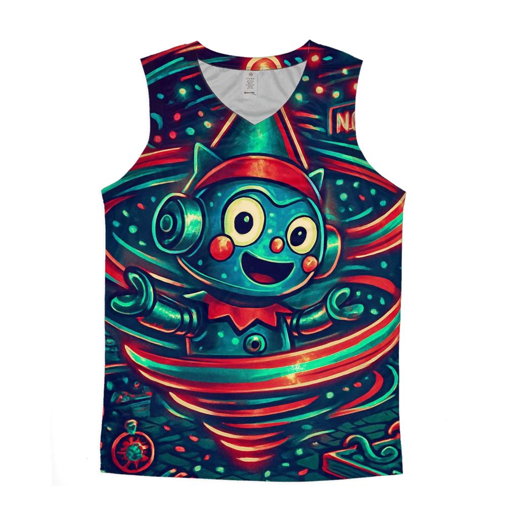 Robot Elf Workshop Gift Wrap Tornado stylish racerback tanks