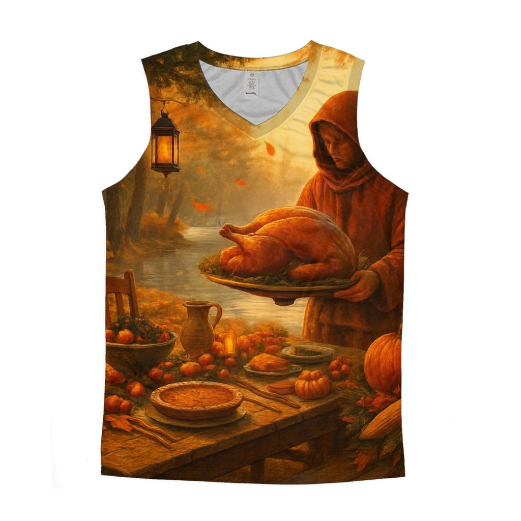 Autumn Lake Feast Under Lantern Pines sports performance tank tops
