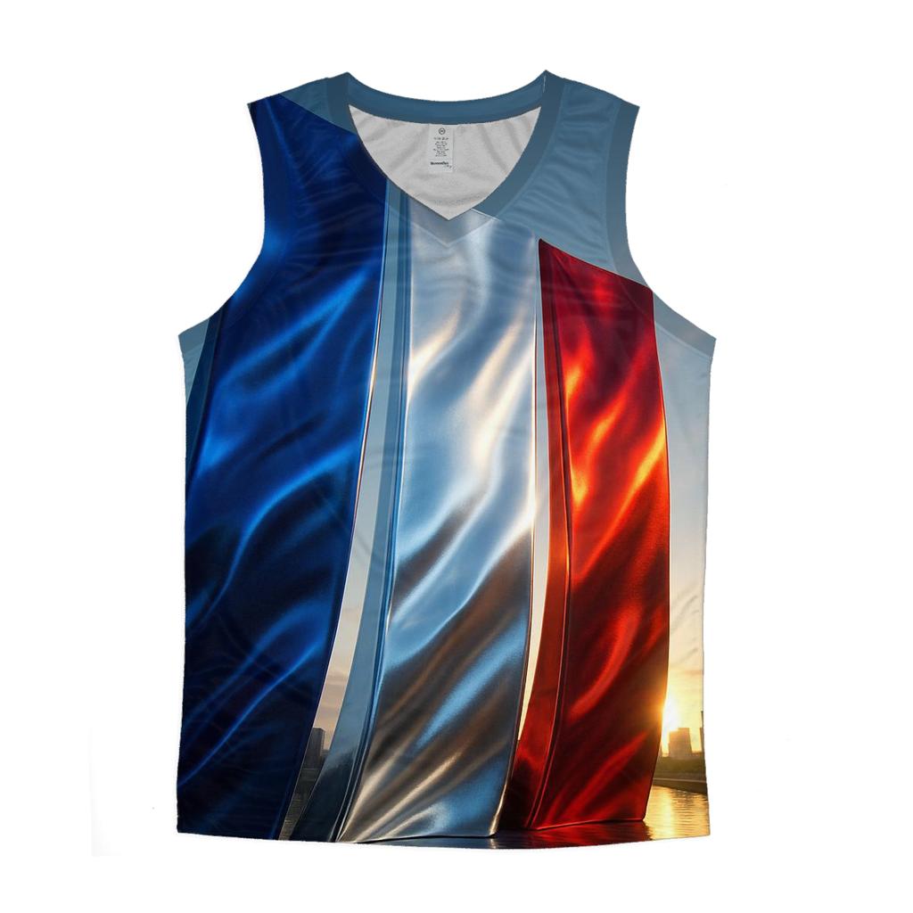 France Metallic Tricolor Skyline trendy fitted tank tops