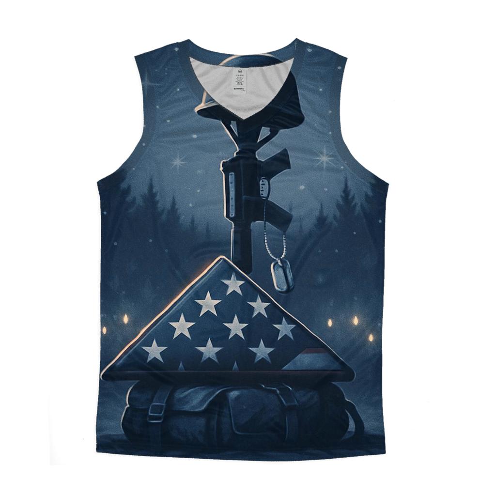 Memorial Stillness In Winter Light trendy fitted tank tops