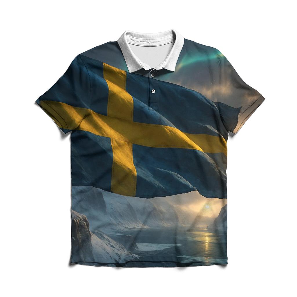 Sweden Aurora Fabric Crest personalized polo shirts
