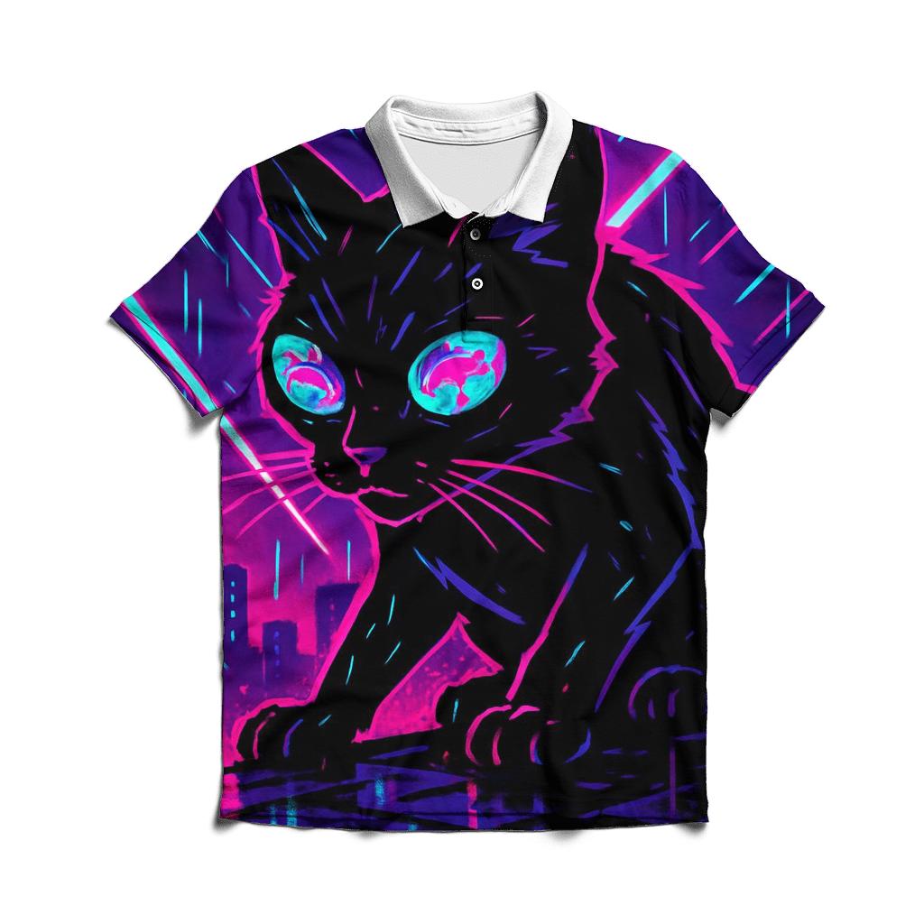 Neon Alley Koi Circuit Cat designer slim fit polos