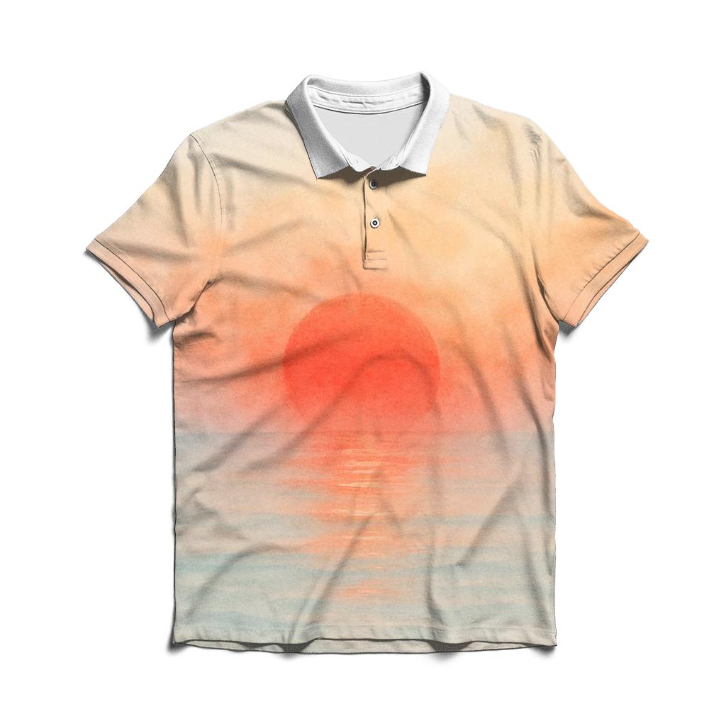 Japan Sunrise Watercolor Horizon casual sports polo shirts