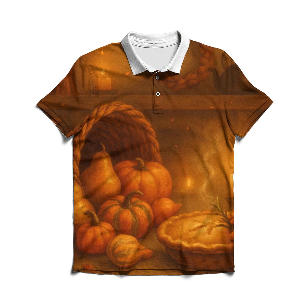 Candlelit Cornucopia Hearth casual sports polo shirts