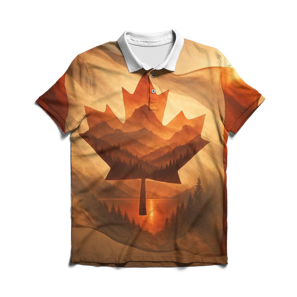 Canada Double Exposure Maple Wilderness stylish collar polo tees