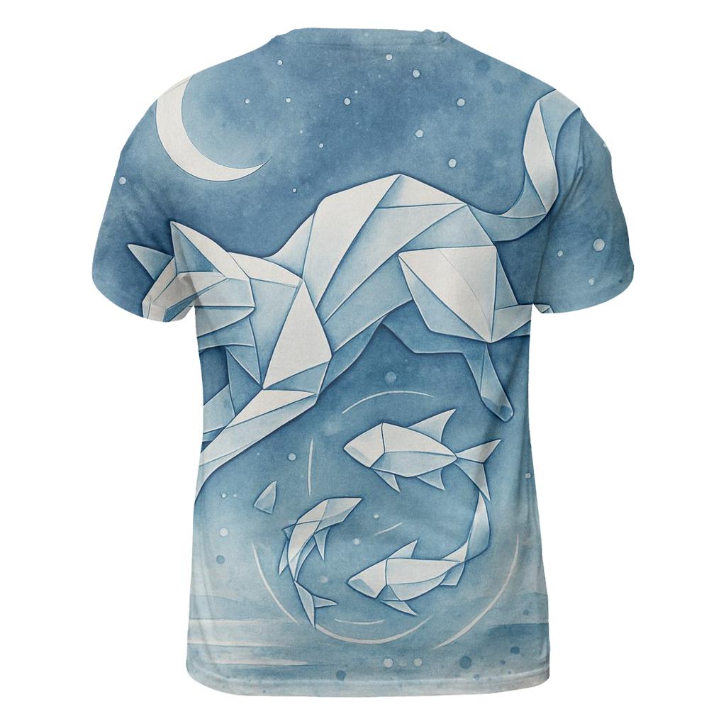 Moonlit Origami Tide Cat unique graphic print tees